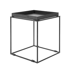 Beliani Tavolino Metallo Nero con Vassoio Design Industriale 50 x 40 x 40 cm Saxon