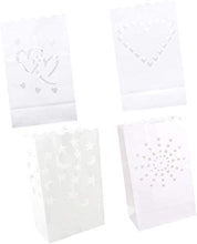 ARTFFEL Vola 20Pcs Candela Paper Bag Senza Fiamma Tealights Scavato Borsa luminare for Matrimoni Festa San Valentino di Compleanno di Capodanno, 10 Luna Stelle Modello + 10 Sun Modello .Compleanno