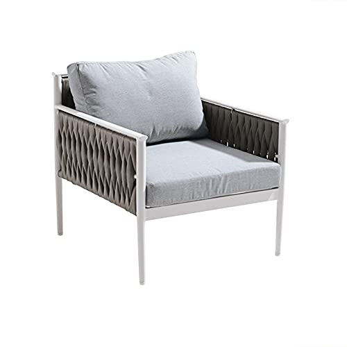 Meubletmoi - Poltrona bassa da giardino in alluminio grigio e textilene intrecciato grigio 74 x 74 x 71 cm – Cami