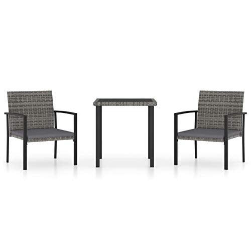 Tidyard Mobili da Giardino Set, Set di Tavolo e Sedie da Giardino,2 Poltrone + 1 Tavolino in Vetro,Set Tavolo da Pranzo Esterno mobili Set da bistrot Ideale per Terrazzo, Patio e Balcone