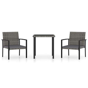 Tidyard Mobili da Giardino Set, Set di Tavolo e Sedie da Giardino,2 Poltrone + 1 Tavolino in Vetro,Set Tavolo da Pranzo Esterno mobili Set da bistrot Ideale per Terrazzo, Patio e Balcone