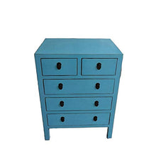 ETNIC ART Etnicart - Cassettiera celeste con 6 cassetti-70x96x47-Mobile in legno per ingresso soggiorno cucina bagno e camera