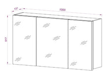 Mebasa Telia MYB904511T - Armadietto con Specchio Effetto 3D, 3 Ante, 6 Ripiani in Vetro, Chiusura Softclose, Luce di cortesia, preassemblato