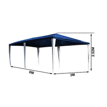Hengda 3x6m Tenda da Giardino, Protezione UV Gazebo da Festa Blu Impermeabile per Fiere,Feste e Mercati