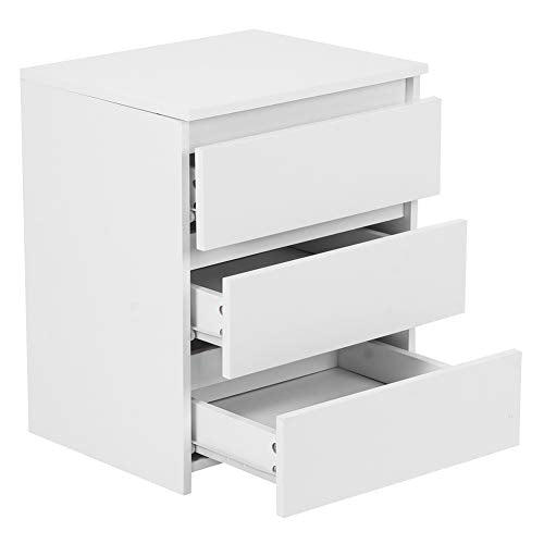 Comodino Tavolino Cassettiera in MDF con 3 Cassetti per Camera da Letto, Cassettiera Armadio Mobiletto per Camera da Letto, Soggiorno, Corridoio, Cucina, Bianco, 45x38,2x56 cm