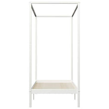 Lasamot Struttura Letto in Legno di Pino con 2 cassetti, Struttura a baldacchino per zanzariera, Staffa per Montante, Adatta per Materasso 100x200 cm (Materasso Non Incluso), Bianca