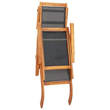 vidaXL Legno Massello di Acacia Lettino Prendisole in Textilene Elegante Rustico con Braccioli Ergonomico Sedia a Sdraio Poltroncina Nero