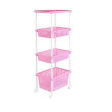 YIN YIN Carrello per Ripiani Scaffale, scaffale di plastica, Mobile da Cucina di Grande capacità Mobile da Ufficio Scaffale 2 Colori 48.5X33.5X112.5CM Carrello a rulli (Color : Pink)