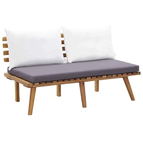 vidaXL Legno Massello di Acacia Panca da Giardino con Cuscini Baule da Esterni Cassapanca Sedile Seduta Panchina Arredo Giardino 115 cm