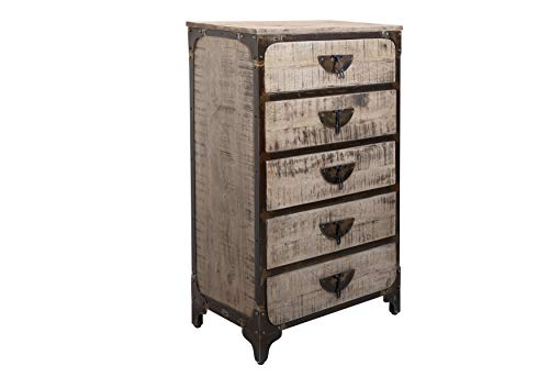 MASSIVMOEBEL24.DE Tokyo #203 Cassettiera in Legno di Mango e Ferro - Laccato/Marrone 67x40x114