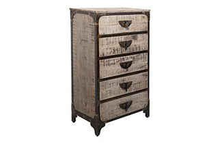 MASSIVMOEBEL24.DE Tokyo #203 Cassettiera in Legno di Mango e Ferro - Laccato/Marrone 67x40x114