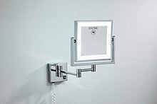 PENNY73 Specchio per Trucco a Parete LED Illuminato Estensibile Girevole a 360 ° su Due Lati Ingrandimento 3X per Bathroom Square,Gold,Rechargeable