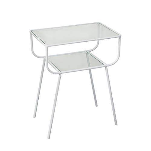 TONG HXF- Tavolino Basso Creativo in Vetro Ferro battuto tavolino Soggiorno Divano Comodino Durevole (Color : White)