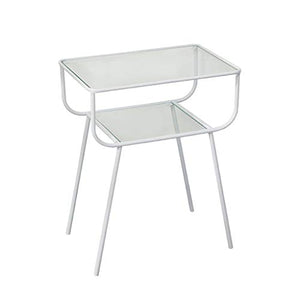 TONG HXF- Tavolino Basso Creativo in Vetro Ferro battuto tavolino Soggiorno Divano Comodino Durevole (Color : White)
