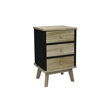 Rebecca Mobili Comodino Cassettiera Legno Chiaro Nero Stile Industrial Camera da Letto Soggiorno Arredo Casa - 57x37x32 (H x L x P) - Art. RE6085