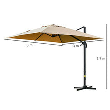giordano shop Ombrellone da Giardino Decentrato 3x3m in Alluminio e Poliestre Khaki