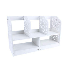 CHHD Scaffale per Libri da scrivania, 2 Livelli freestanding scrivania Decorata da scrivania Organizer scaffale scaffale Bianco scaffale in Legno Fai da Te Libro per CD stazionario Cont