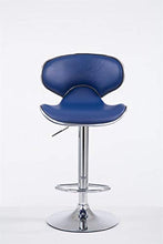 CLP Sgabello Design Cucina Las Vegas V2 In Similpelle Con Schienale I Sedia Alta Imbottita Girevole Regolabile 62-82 CM, Colore:blu, Colore del telaio:cromo