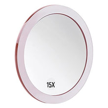15X Specchio ingranditore (15cm rotondo) - con 3 ventose Utilizzare per un'applicazione di trucco precisa - Sopracciglia/Tweezing - Rimozione di punti neri - Specchio per il trucco da bagno/viaggio