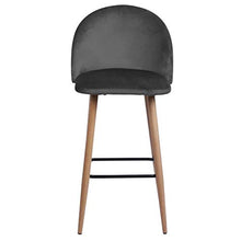 “Nellie”, sgabello da bar con schienale, in velluto grigio, blu, rosa (a scelta), adatto anche per la sala da pranzo e la cucina | altezza della seduta: 65 o 75 cm