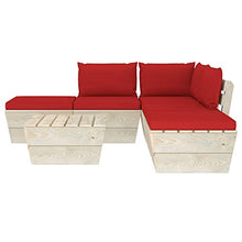 SKM Set Divani da Giardino su Pallet 6 pz con Cuscini Legno Abete (93.1kg) Rosso-3498