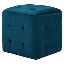 SKM Comodini 2 pz 30x30x30 cm in Tessuto Vellutato/Similpelle Scamosciata (Blu, Tessuto Vellutato)