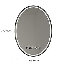 LIYANJJ Specchio Ovale per Specchio da Bagno a Parete con Luce a LED, Specchio cosmetico dimmerabile antiappannamento con Cornice in Alluminio per Camera da Letto e Soggiorno