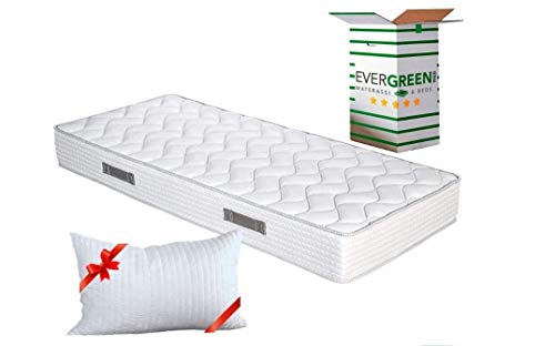 EVERGREENWEB - Materasso Singolo 80x190 in Waterfoam Alto 20 cm con Cuscino Memory Foam, Ortopedico, Rivestimento Bianco Effetto Massaggiante, Tessuto Antiacaro per Tutti Reti o Letti Singoli Fashion