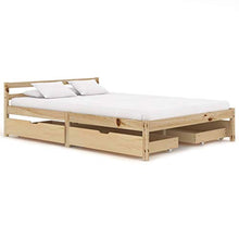 Lasamot Giroletto in Legno massello di Pino Color Legno Chiaro, giroletto per Camera da Letto, giroletto Pratico per Famiglie in Stile Moderno 206 x 146 x 60 cm  con 4 cassetti