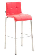 CLP Sgabello Alto Bar Kado Impilabile Trapuntato In Similpelle Con Schienale Gambe Squadrate In Metallo Alt. 78 CM, Colore:rosso, Colore del telaio:acciaio inossidabile