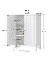 VASAGLE Armadio da Bagno Autoportante, Mobile da Bagno, Organizzatore Portaoggetti, con 2 Ripiani Regolabili, 30 x 60 x 80 cm, Bianco BCB60W