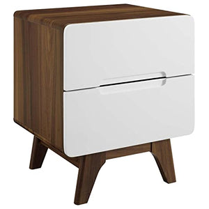 Modway Origin - Comodino moderno a 2 cassetti per camera da letto, stile contemporaneo, metà secolo, Bianco noce