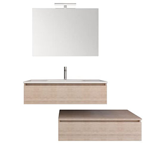 bonussi Mobile Bagno Sospeso 100-120 cm Lavabo Specchio e 2 Pensili Malcom Rovere Trancè