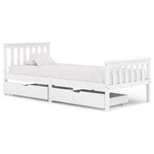 BIGTO - Struttura letto con 2 cassetti in legno di pino massello, mobili per camera da letto, 100 x 200 x 82 cm, colore: Bianco