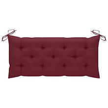 vidaXL - Altalena da giardino in legno di teak, con cuscino, altalena da giardino, terrazzo, esterno, 120 cm, colore: Rosso bordeaux
