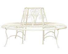 Panchina Giardino Albero panchina Giardino Ferro Bianco Crema Stile Antico 146cm
