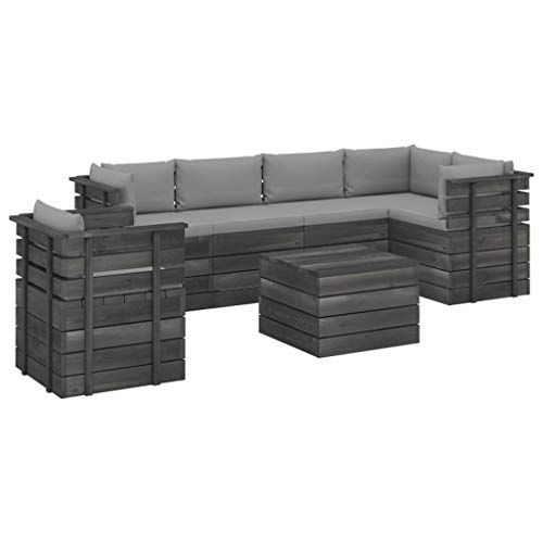 vidaXL Set Divani da Giardino su Pallet 7 pz con Cuscini Massello Pino