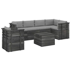 vidaXL Set Divani da Giardino su Pallet 7 pz con Cuscini Massello Pino