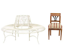 Panchina Giardino Albero panchina Giardino Ferro Bianco Crema Stile Antico 146cm