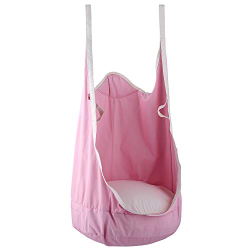 Amaca per Bambini per Interni ed Esterni,Amache per Bambini da Giardino,Amache con Ccuscini,Sedia a Dondolo con Cuscino,per Cameretta e All'aperto (ROSA)