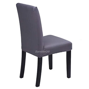 SaintderG® Coprisedie con Schienale 6 Pezzi, Lavabile Estraibile, Molto Facile da Pulire e Resistente, coprisedile, Moderna Sala da Pranzo, Hotel, Arredamento Ristorante (Grigio, 6 Pezzi)