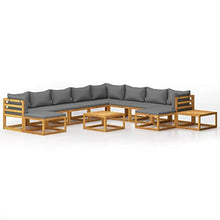 SKM Set Divani da Giardino 12 pz con Cuscini in Massello di Acacia (114.2kg)