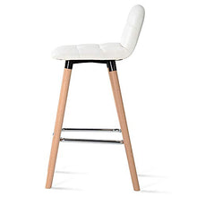 Autoshoppingcenter Set di 2 Sgabelli da Bar Schienale Similpelle Cucina Moderno con Gambe in Legno per Ristorante Bar Bianco