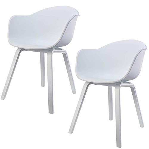 Romeo - Set di 2 sedie da salotto, in polipropilene e legno di faggio, stile retrò, per ufficio, lounge, cucina, soggiorno