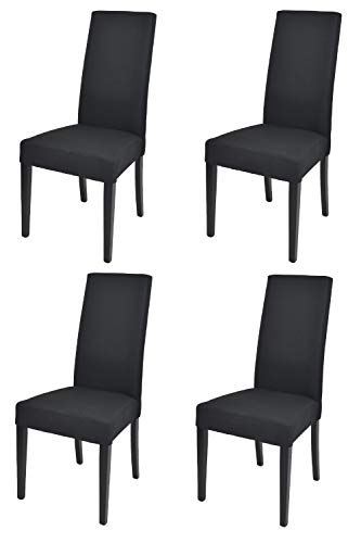 Tommychairs - Set 4 sedie modello Chiara per cucina bar e sala da pranzo, robusta struttura in legno di faggio verniciata nero, seduta e schienale imbottiti e rivestiti in tessuto color nero
