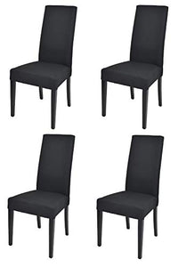 Tommychairs - Set 4 sedie modello Chiara per cucina bar e sala da pranzo, robusta struttura in legno di faggio verniciata nero, seduta e schienale imbottiti e rivestiti in tessuto color nero