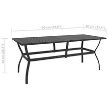 Qnotici Tavolo da Pranzo da Giardino con Struttura in Acciaio Verniciato a Polvere, Tavolo da Pranzo da Esterno in Stile Industriale 190 x 80 x 72 cm (Lunghezza x Larghezza x Altezza) -Antracite
