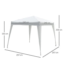 Outsunny Gazebo Pieghevole da Giardino 3x3m Struttura in Acciaio, Corde Antivento e Sacca di Trasporto, Bianco