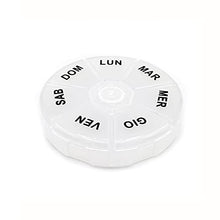 PortaPillole Giornaliero Settimanale Contenitore per Pillole con 7 scomparti - Vari Pack - Organizzatore, Promemoria per Pillole - Materiale Premium (1 Pezzo ROTONDO)