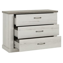 Meubletmoi - Cassettiera con 3 cassetti, decorazione in rovere bianco e effetto cemento, camera design classico chic